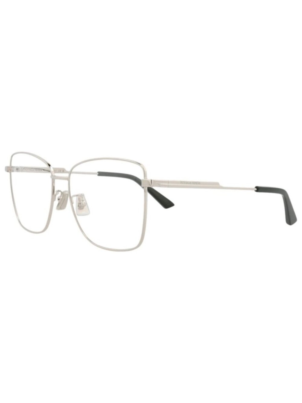 New Bottega Veneta Women's Eyeglasses Square Rectangle Metal Frame Silver Silver
